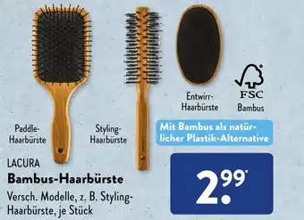 Aldi Süd LACURA Bambus-Haarbürste Versch. Modelle, z. B. Styling-Haarbürste, je Stück Angebot