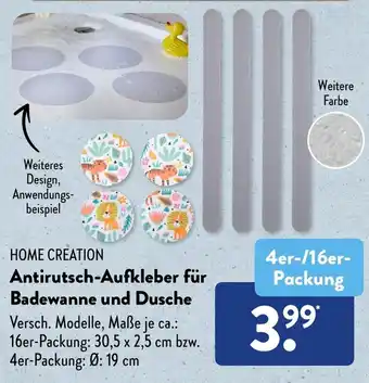 Aldi Süd HOME CREATION Antirutsch-Aufkleber für Badewanne und Dusche 4er-/16er- Packung Angebot