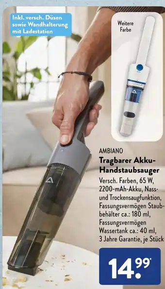 Aldi Süd AMBIANO Tragbarer Akku-Handstaubsauger Angebot