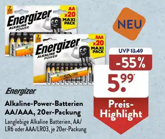 Aldi Süd Energizer Alkaline-Power-Batterien AA/AAA, 20er-Packung Angebot