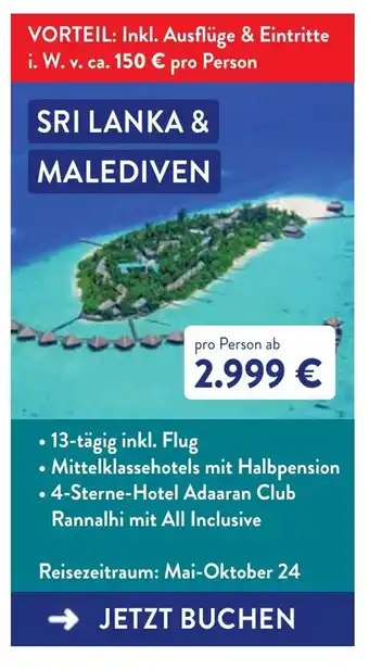 Aldi Süd SRI LANKA & MALEDIVEN Angebot