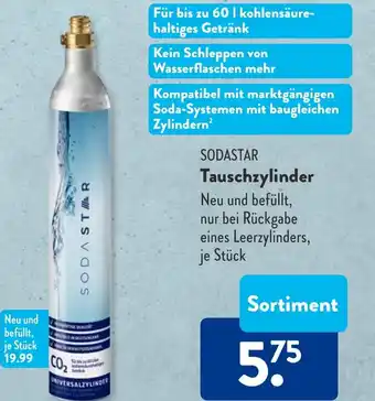 Aldi Süd SODASTAR Tauschzylinder Neu und befüllt, nur bei Rückgabe eines Leerzylinders, je Stück Angebot