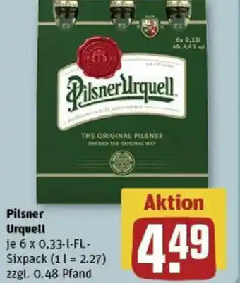 REWE Pilsner Urquell  6 x 0,33-1-Fl.- Angebot