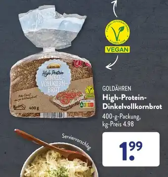 Aldi Süd GOLDÄHREN High-Protein-Dinkelvollkornbrot 400-g-Packung Angebot