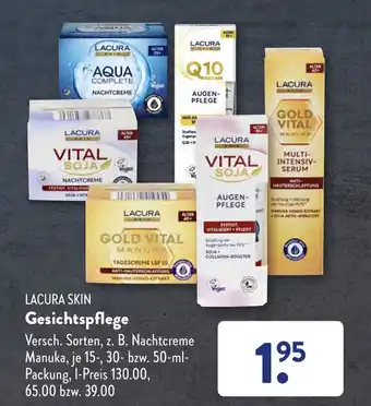 Aldi Süd LACURA SKIN Gesichtspflege Versch. Sorten, z. B. Nachtcreme Manuka, je 15-, 30- bzw. 50-ml-Packung, Angebot