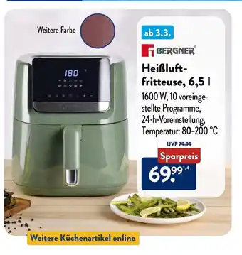 Aldi Süd BERGNER Heißluftfritteuse, 6,5 | Angebot