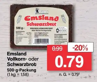 Famila Nord West Emsland Vollkorn- oder Schwarzbrot 500-g-Packung Angebot