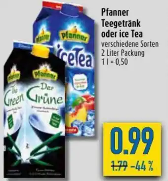 diska Pfanner Teegetränk oder Ice Tea 2L Angebot