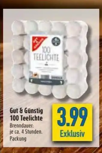 diska Gut & Günstig 100 Teelichte Angebot