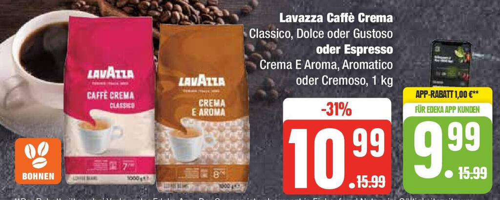 Lavazza Caffè Crema Classico, Dolce oder Gustoso oder Espresso 1 kg ...