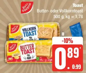 Edeka Toast Butter- oder Vollkorntoast 500 g Angebot