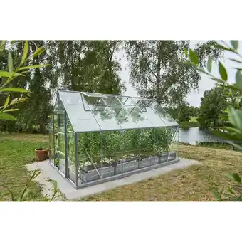 toom Baumarkt Halls Gewächshaus 'Universal 128' 9,9 m² 257 x 384 cm 3 mm Blankglas aluminiumfarben Angebot