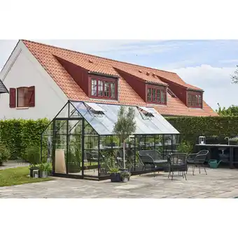 toom Baumarkt Halls Gewächshaus 'Qube+ 816' 13 m² 251 x 498 cm 3 mm Sicherheitsglas schwarz Angebot