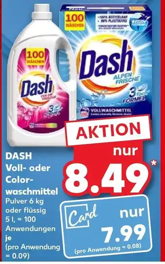 Kaufland DASH Voll- oder Color-waschmittel Pulver 6 kg Angebot