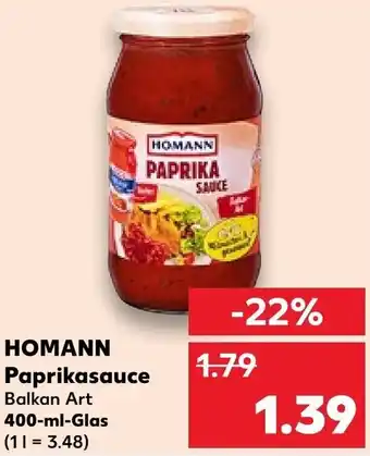 Kaufland HOMANN Paprikasauce Balkan Art 400-ml-Glas Angebot