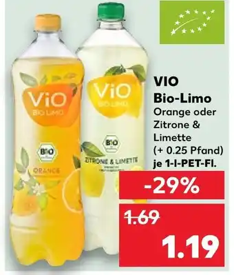 Kaufland VIO Bio-Limo Orange oder Zitrone & Limette 1 l PET Fl. Angebot