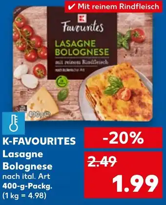 Kaufland K-FAVOURITES Lasagne Bolognese 400 g Packg. Angebot