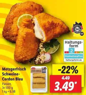 Lidl Metzgerfrisch Schweine Cordon Bleu 500 g Angebot