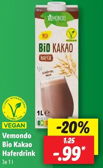 Lidl Vemondo Bio Kakao Haferdrink 1 L Angebot