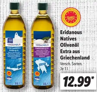 Lidl Eridanous Natives Olivenöl Extra aus Griechenland 1 L Angebot