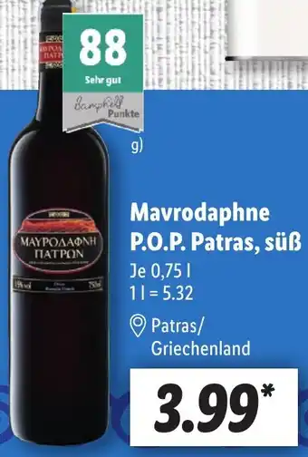 Lidl Mavrodaphne P.O.P. Patras, süß 0,75 L Angebot