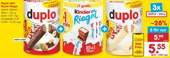 Netto Marken-Discount Duplo oder Kinder Riegel 200,2-231 g Angebot