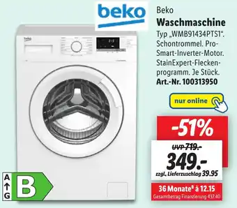 Lidl Beko Waschmaschine ,,WMB91434PTS1" Angebot