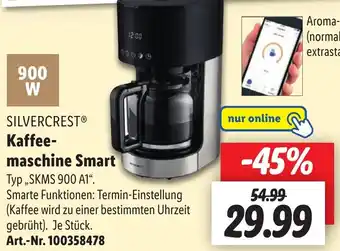 Lidl SILVERCREST Kaffeemaschine Smart ,,SKMS 900 A1" Angebot