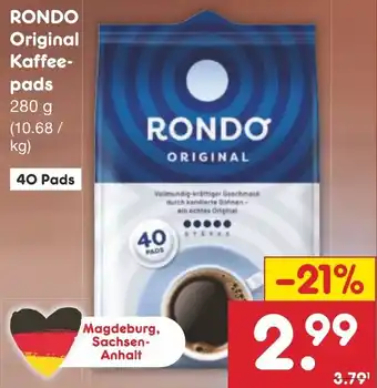 Netto Marken-Discount RONDO Original Kaffeepads 280 g Angebot