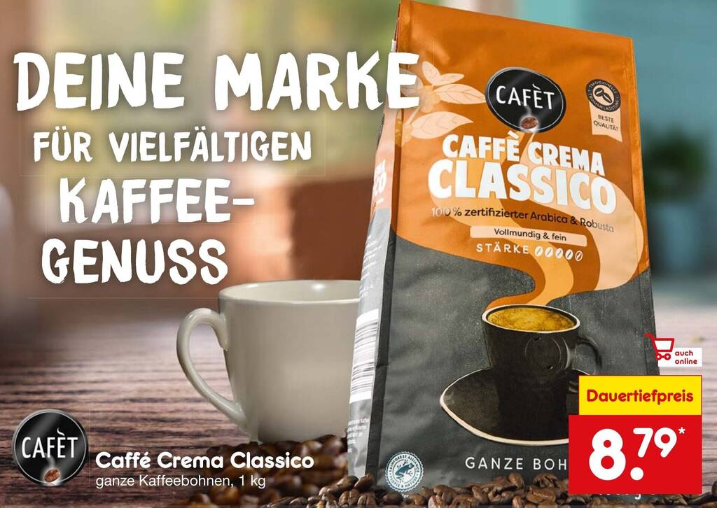 CAFÉT Caffé Crema Classico 1 kg Angebot bei Netto MarkenDiscount