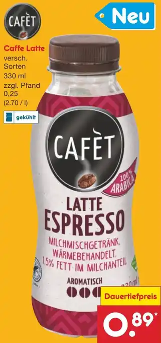 Netto Marken-Discount CAFÈT Caffe Latte 330 ml Angebot