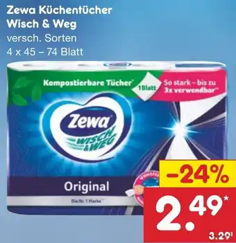 Netto Marken-Discount Zewa Küchentücher Wisch & Weg 4 x 45 - 74 Blatt Angebot