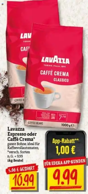 NP Discount Lavazza Espresso oder Caffè Crema 1kg Beutel Angebot