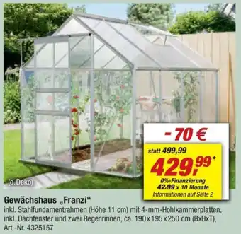 toom Baumarkt Gewächshaus ,,Franzi" Angebot