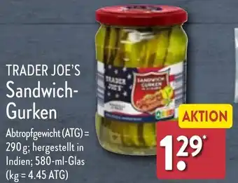 Aldi Nord TRADER JOE'S Sandwich- Gurken 580 ml Glas Angebot