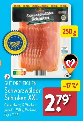 Aldi Nord GUT DREI EICHEN Schwarzwälder Schinken XXL 250 g Packung Angebot