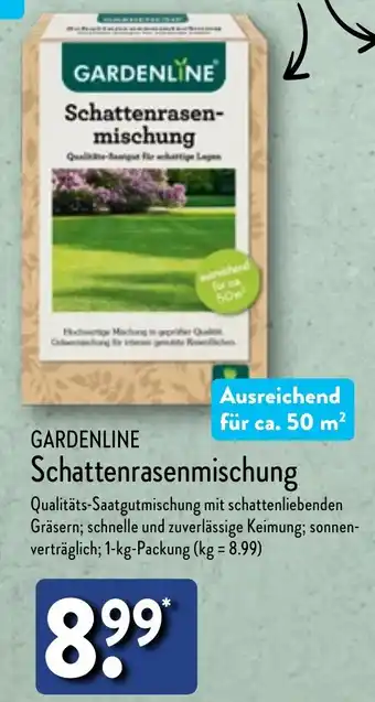 Aldi Nord GARDENLINE Schattenrasenmischung 1 kg Packung Angebot