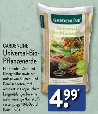 Aldi Nord GARDENLINE Universal-Bio-Pflanzenerde 40 l Beutel Angebot