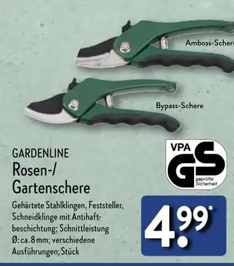 Aldi Nord GARDENLINE Rosen-/ Gartenschere Angebot