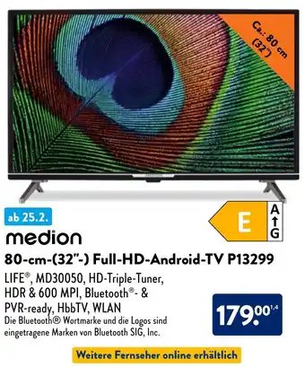 Aldi Nord medion 80-cm-(32"-) Full-HD-Android-TV P13299 Angebot