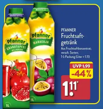 Aldi Nord PFANNER Fruchtsaft-getränk 1 l Packung Angebot