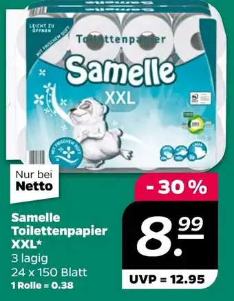 NETTO Samelle Toilettenpapier XXL 3 lagig 24 x 150 Blatt Angebot