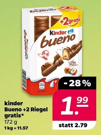 NETTO kinder Bueno +2 Riegel gratis 172 g Angebot