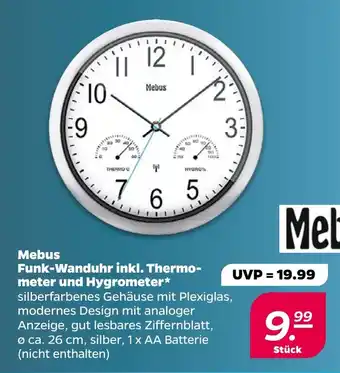 NETTO Mebus Funk-Wanduhr inkl. Thermo-meter und Hygrometer Angebot