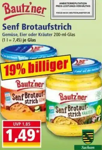 Norma Bautz'ner Senf Brotaufstrich 200 ml Glas Angebot