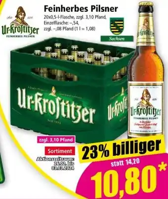 Norma Ur-Krostitzer Feinherbes Pilsner 20x0,5 L Flasche Angebot