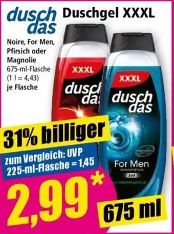 Norma dusch das Duschgel XXXL  675 ml Flasche Angebot