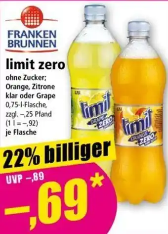 Norma FRANKEN BRUNNEN limit zero 0,75 L Flasche Angebot