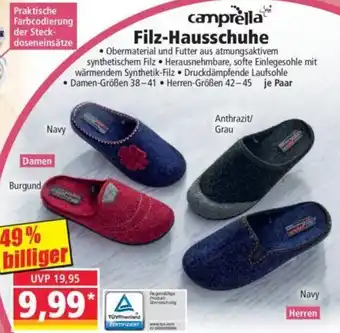 Norma Camprella Filz-Hausschuhe Angebot