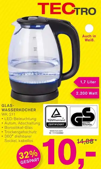 KODi TECTRO GLAS WASSERKOCHER WK 211 Angebot
